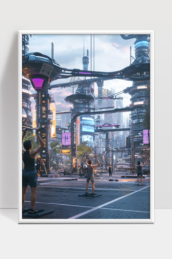 未来城市智能健身生活场景现代科技运动中心