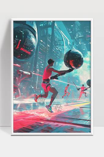 未来城市中的高科技竞技运动场景