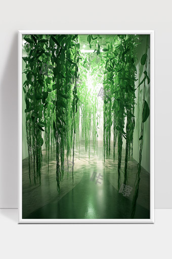 绿色植物垂挂营造梦幻自然空间艺术氛围