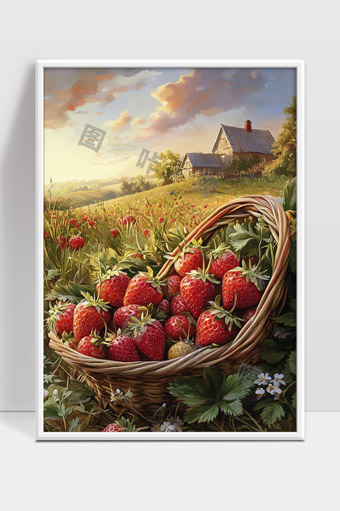 阳光下的草莓篮田园风光乡村美景