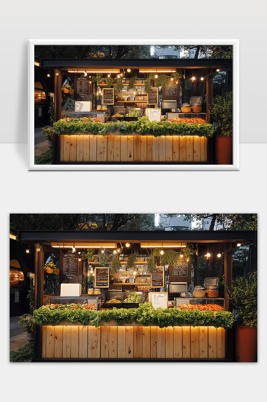 创意户外绿色植物美食售卖小摊风景