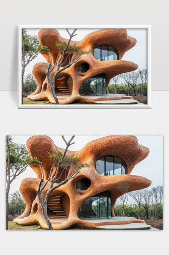 独特有机造型创意木头结构建筑设计