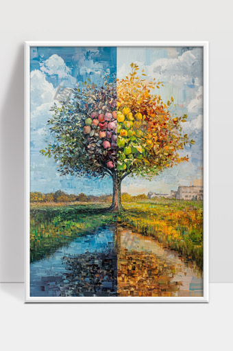 四季变换的果树映照自然四时更替美景