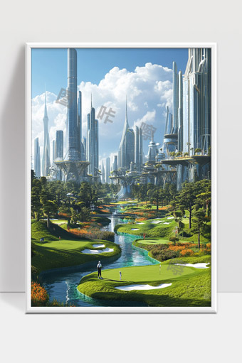 未来城市绿色生态高科技与自然完美融合的景观