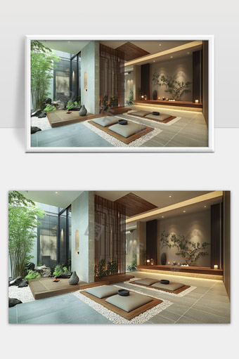 现代禅意茶室设计自然园林融合静谧休闲空间