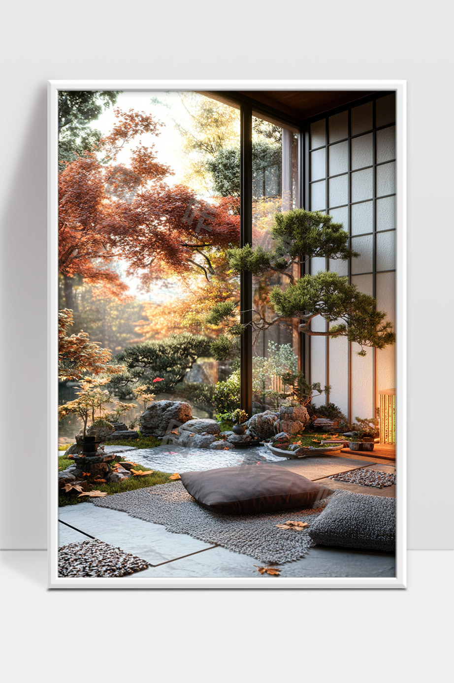 日式庭院室内禅意空间自然光影和谐景致
