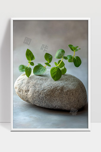 坚韧生命力绿色植物在岩石上顽强生长展示自然之美