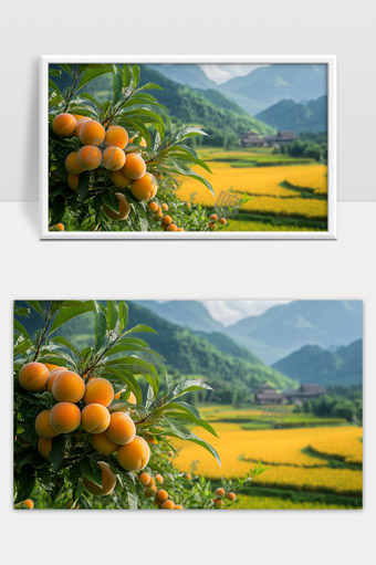 丰收季节杏子挂满枝头田园风光美丽农村景色