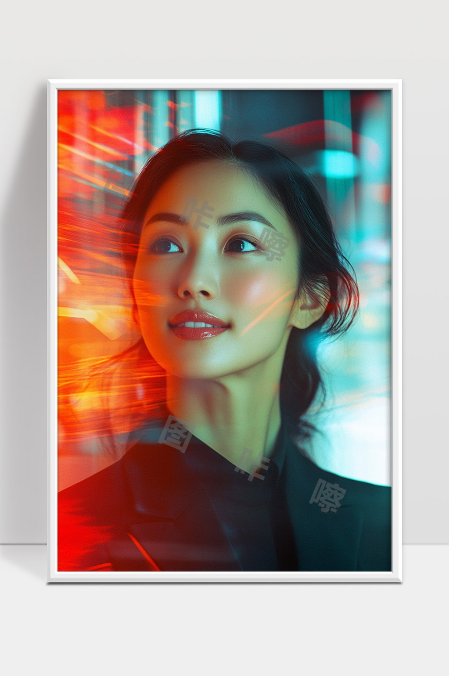 都市夜景中自信优雅女性的现代魅力写照