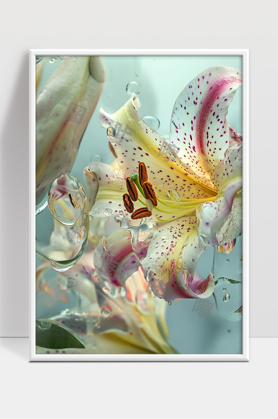 水中百合花朵绽放细节自然美景梦幻意境