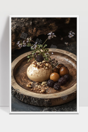 森林风格甜品摆盘艺术自然风味甜点创意美食摄影