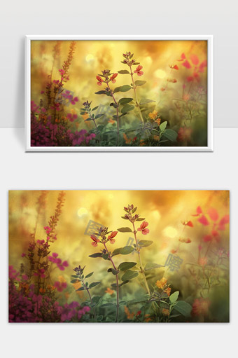 温暖阳光下绽放的野花与自然美景