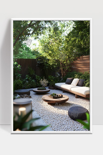 静谧绿植庭院现代休闲舒适空间设计