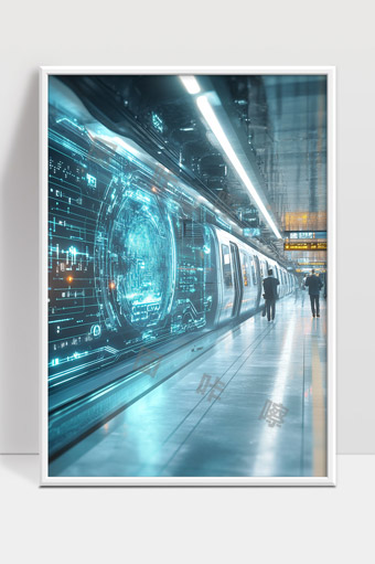 未来科技感数字地铁站人工智能信息系统展示