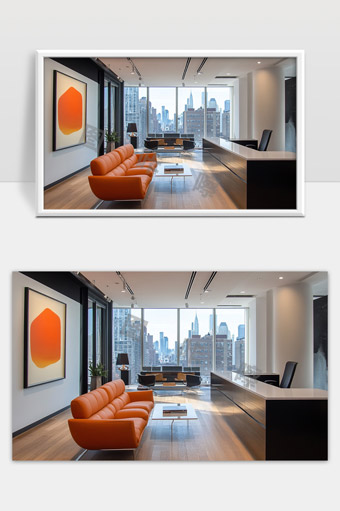 现代办公空间内的城市景观休闲洽谈区设计