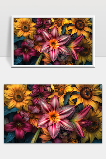 多彩绽放的鲜花美景春日花卉盛开自然之美