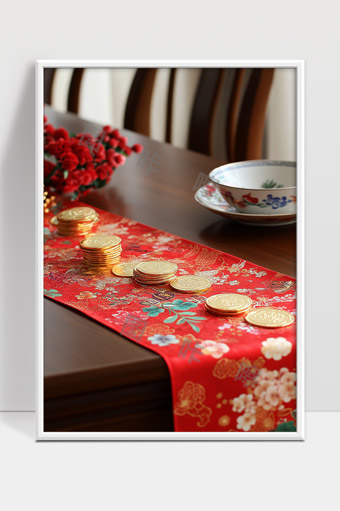 传统吉祥红包铺满金元宝迎新春喜庆氛围浓厚