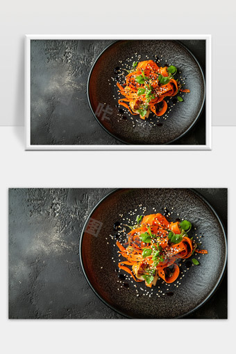 创意胡萝卜沙拉健康美味简约摆盘美食写真