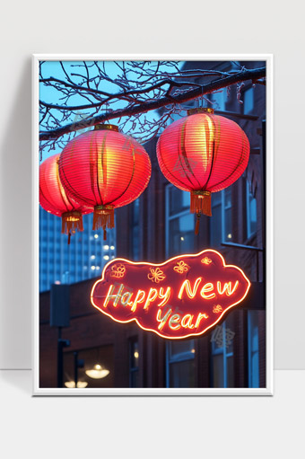 喜庆红灯笼装饰街头迎接新年氛围浓厚