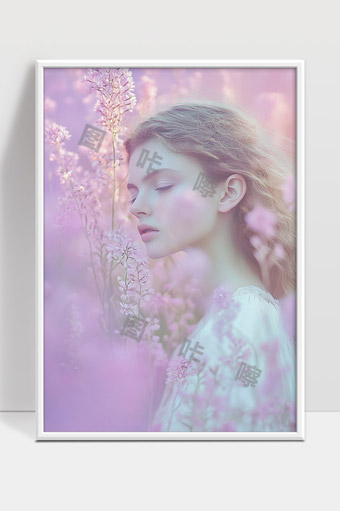 梦幻花海中的唯美少女静谧浅唱自然之美