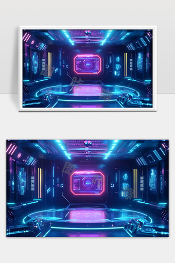 未来科技感虚拟控制室高科技智能交互界面设计