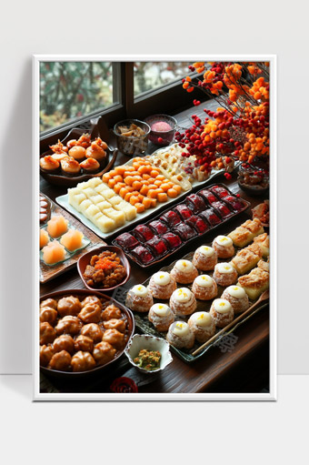 精致传统中式糕点摆盘美食节日款待