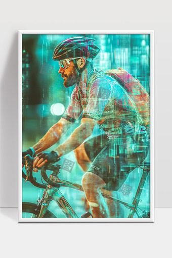 未来科技感骑行运动城市智能生活场景