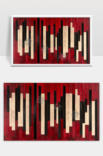红黑白抽象几何形状艺术装饰画现代空间设计