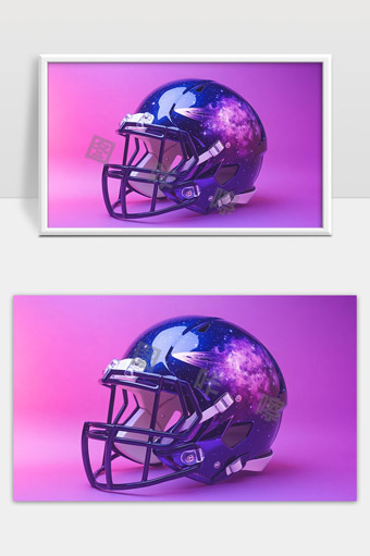 星空宇宙主题橄榄球头盔未来科技感设计