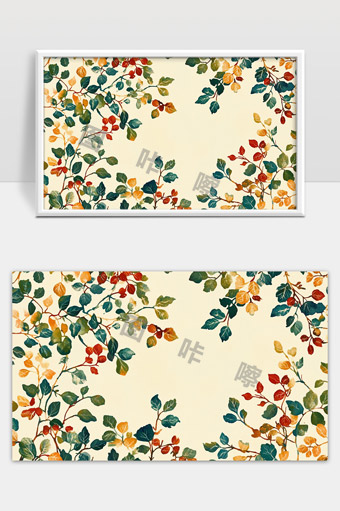 秋天自然植物叶子装饰图案背景设计