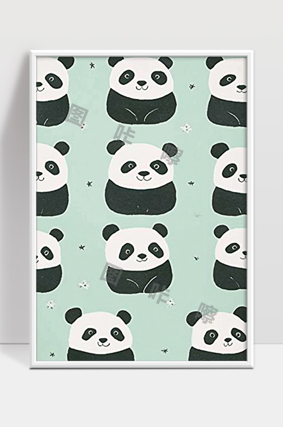 可爱卡通熊猫背景图案简约手绘风格