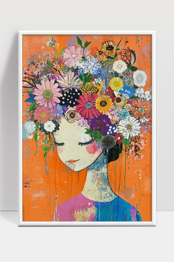 梦幻花海中静谧少女绽放自然之美