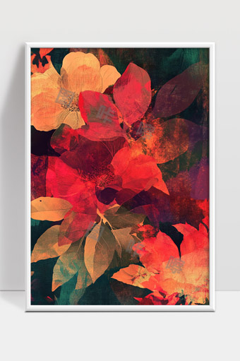 绚丽浓墨花卉抽象艺术画作展现自然之美