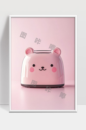 粉色可爱卡通小熊造型烤面包机厨房电器