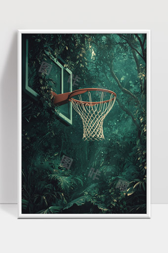 森林深处的篮球架静谧自然结合运动魅力