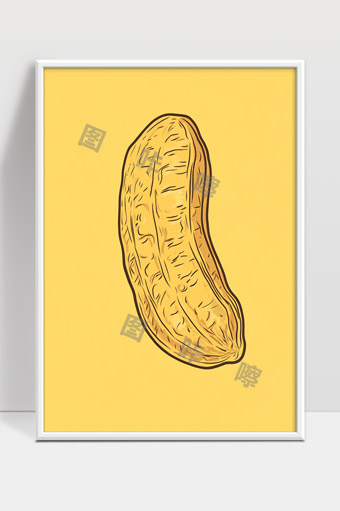 手绘花生果实简约风格自然健康坚果素材