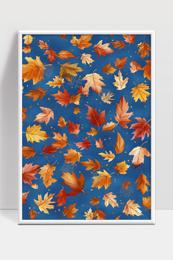 秋天落叶金黄色枫叶飘落自然背景