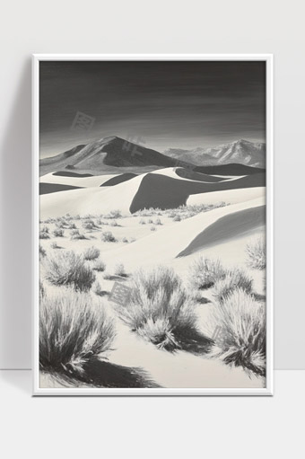 沙漠中的起伏沙丘与荒漠植被一片宁静