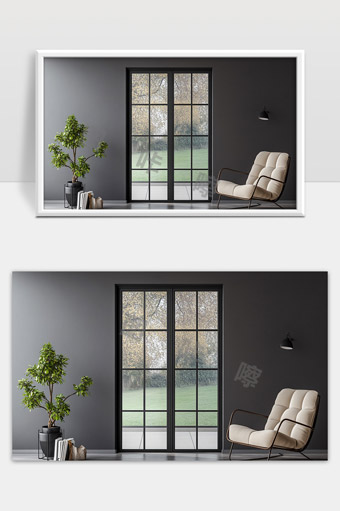 现代简约风格客厅落地窗与舒适休闲椅设计