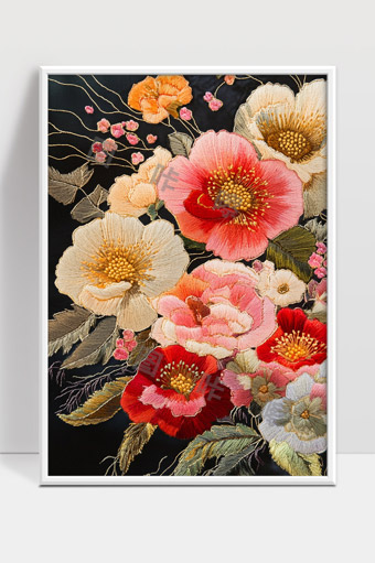 精美刺绣花卉纹样展现传统工艺美学