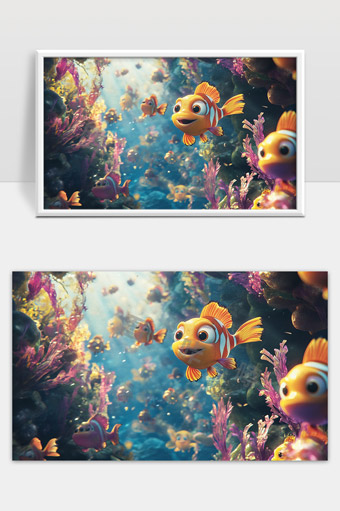 五彩斑斓的海底世界热带小丑鱼畅游珊瑚丛中