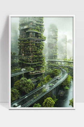 未来城市绿色生态建筑与立体交通系统融合景观