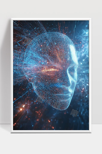 未来科技数字化人脸人工智能科技发展蓝色光效