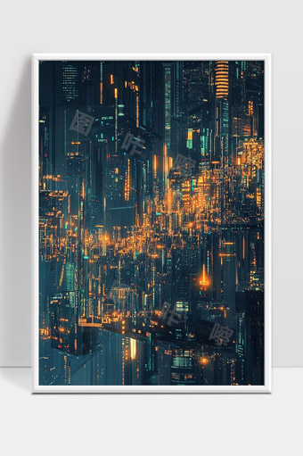 科技感未来城市夜景灯光辉煌繁华都市风貌