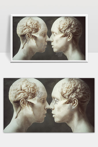 大脑结构与人类思维交流艺术形象展示