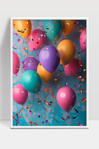 彩色气球飘扬庆祝欢乐的派对现场