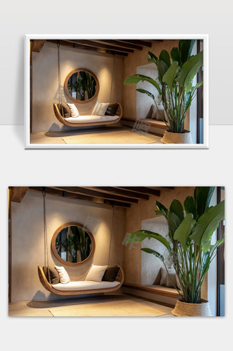 简约自然风格吊椅休闲空间家居设计