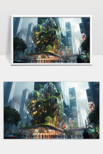 未来都市中的绿色生态建筑与城市融合景观