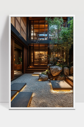 现代日式庭院禅意设计和室内自然景观融合