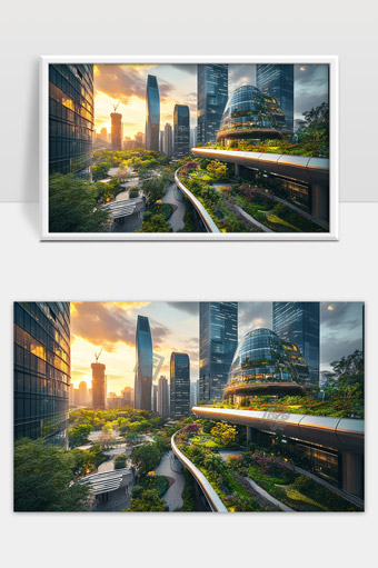 现代城市绿色建筑与自然景观完美融合的未来都市